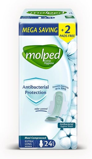 MOLPED ANTI BACTERIAL EXTRA LONG 24 PADS