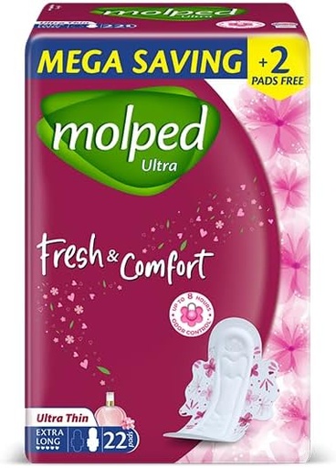Molped Fresh & Comfort Ultra-Thin Extra Long Pads - 22 Pads