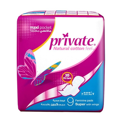PRIVATE MAXI SUPER WITH WINGS 9 PADS