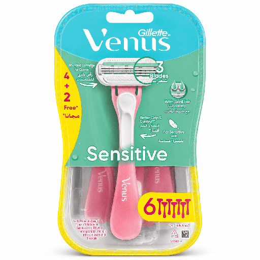 Gillette venus sensitive disposable razors, 4 count + 2 free