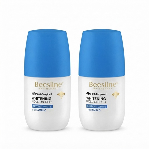 Beesline Whitening Roll On Deodorant - Instant White Vitamin C, White Sapphire 48h Protection  50 ml (offer1+1)