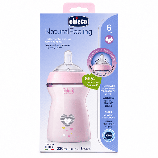 Chicco NaturalFeeling Baby Bottle 330ml Pink 6m+