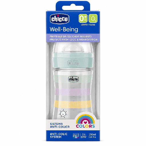 Chicco Well Being Colors Bottle Silicone 0 Month 150ML